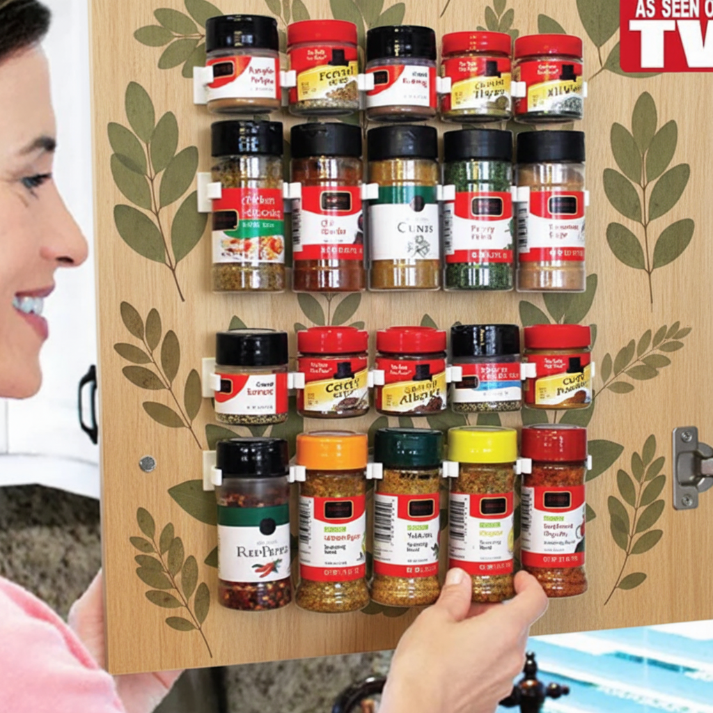 Clip N Store Spice Bottle Organizer and Kitchen Rack